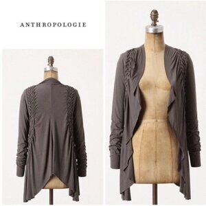 Ett Twa Anthropologie Gray Draped Open Front Duster Cardigan Sweater Size Small